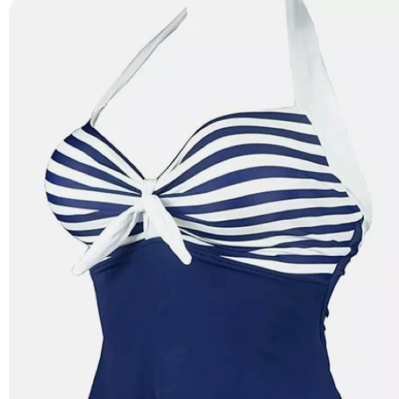 - Navy Blue Retro Inspired SwimDress /Tankini /Swimsuit - Picture 3 of 9